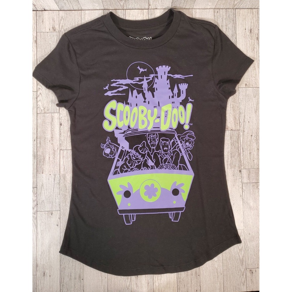 Scooby Doo Halloween T-Shirt Black w/Purple & Green Graphic Juniors Size XS (1)